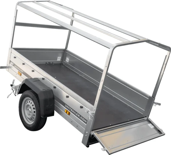 Tieflader Pkw Anhänger Garden Trailer 200 KIPP 200x106 cm 750 kg [mit Hochspriegel, Hochplane und Stützrad]