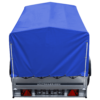 Auto Anhänger 230x125 Garden Trailer 230 KIPP Unitrailer 750 kg mit Stützrad, blauer Hochplane und Hochspriegel