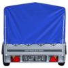Auto Anhänger 230x125 Garden Trailer 230 KIPP Unitrailer 750 kg mit Stützrad, blauer Hochplane und Hochspriegel